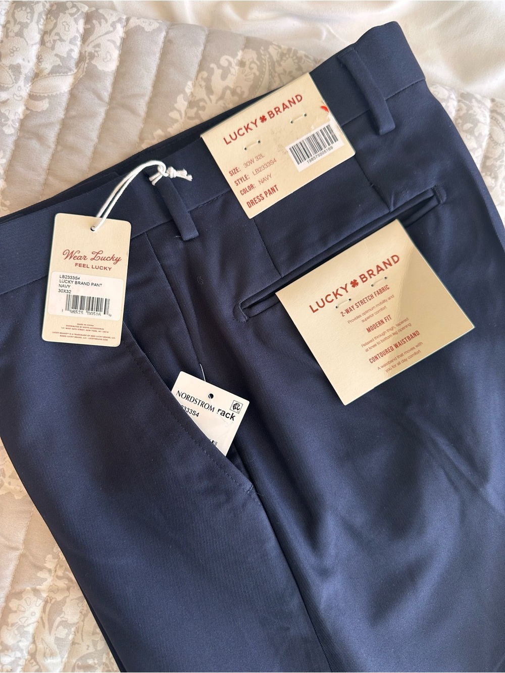 Lucky Brand Dark Navy Flat-Front Dress Pants